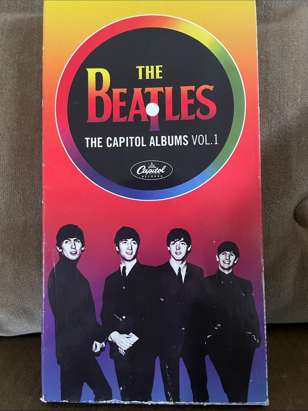 The Beatles rainbow gradient sleeve with black band silhouettes